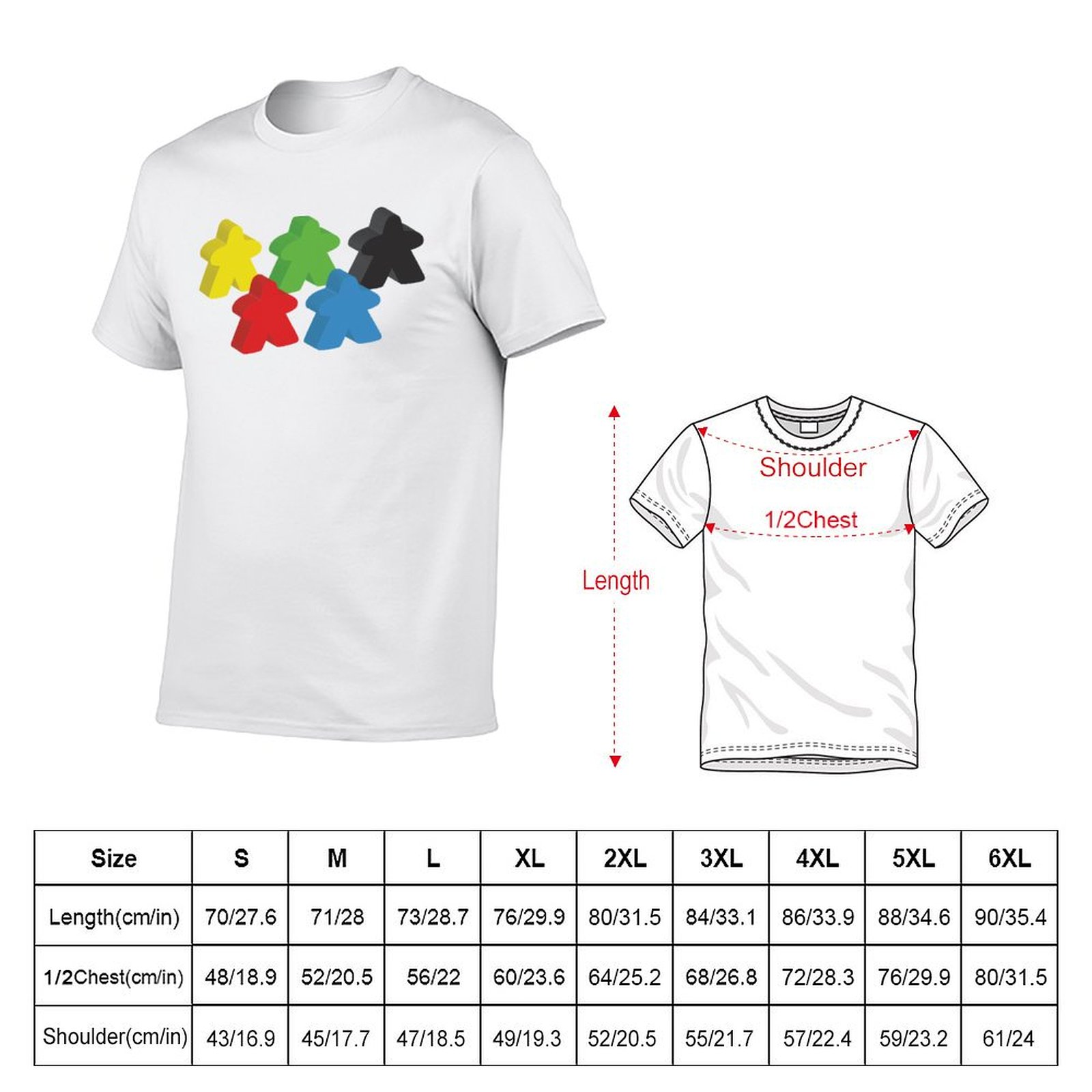 Lot de 5 t-shirts Meeples (jet - Meeple Token Set avis et prix